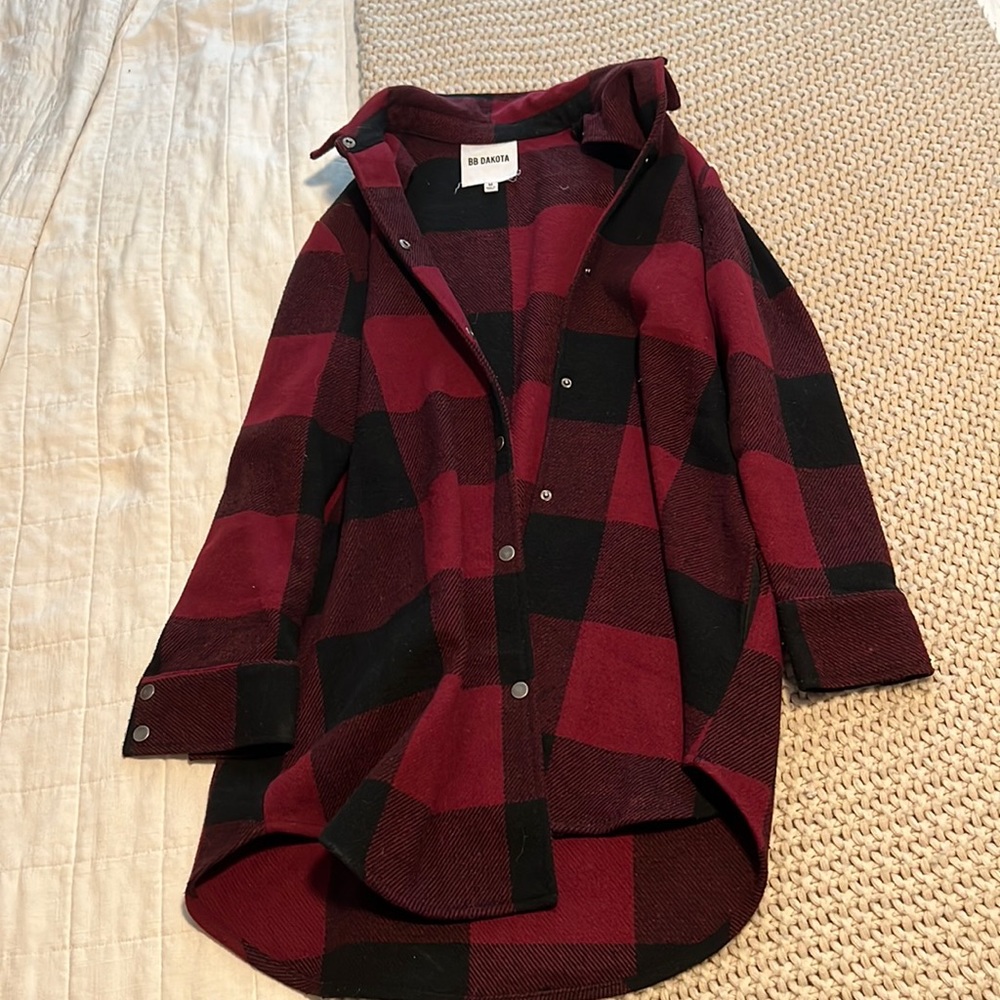 Plaid red shacket